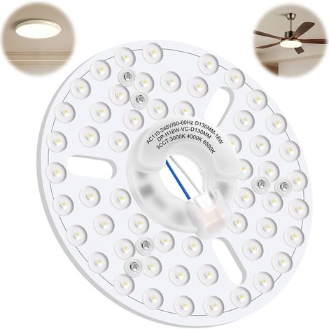 LED Ventilateur Plafond 18W 1800LM 13cm 3CCT Magnétique Mémoire Remplacement LED ventilateur plafond 3000K 4000K 6500K, 100-240V, panneau rond, éclairage salon, chambre et intérieur (1/5)