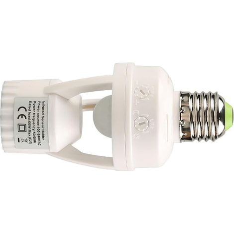 Douille Detecteur De Mouvement, Douille d'ampoule E27 avec Ampoule Detecteur De Mouvement E27 Délai de 10 à 300 Secondes 100-240 V Prise Detecteur De Mouvement,Éclairage intelligent pour la maison (1/4)