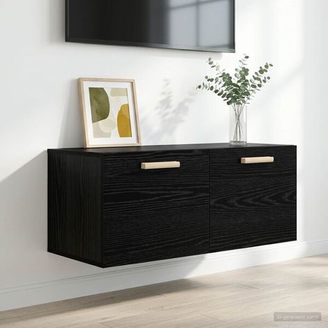 Meuble mural Montage mural Chêne Noir 80 x 36,5 x 35 cm, Design Moderne (1/5)