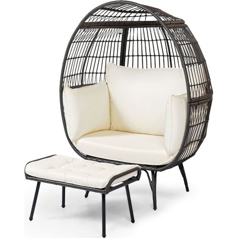 Juego de 2 sillas de ratán extragrandes para terraza 110 x 82 x 145 cm confort óptimo estilo moderno ratán marrón 200011292