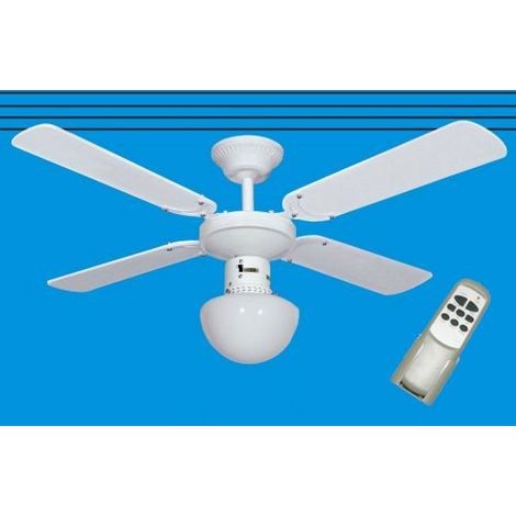 Ventilatore A Da Soffitto Bianco Con Telecomando E Punto Luce 105 Cm Lampadario
