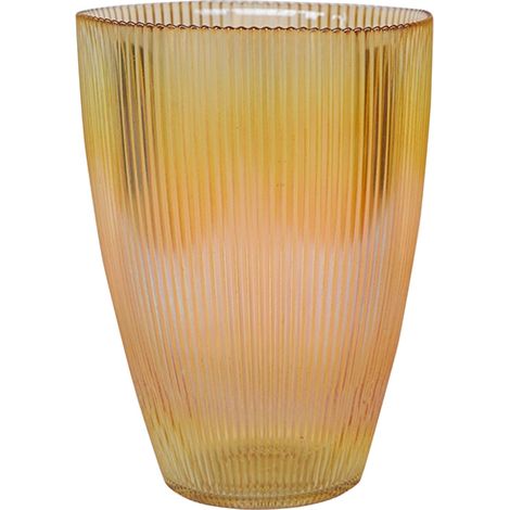 Ribbed Tall Vase - Glass - L18 x W18 x H24.5 cm - Amber