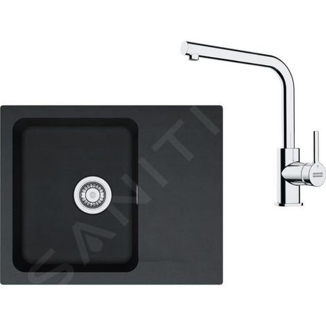 Franke - Set de cuisine T110Č, évier en tectonite OID 611-62 + robinet FN 3230.031, noir / chrome 143.0687.308 (1/4)