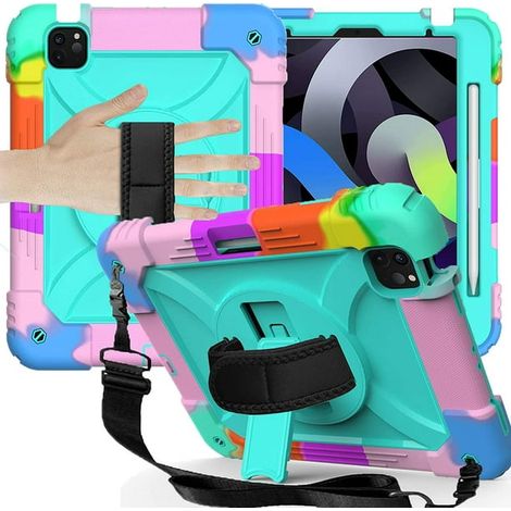 Étui iPad Air 4 10,9 Pouces, Coque iPad Pro 11 2020/2018, Protection Triple Couche Antichoc Renforcée pour Enfants, avec Support Pivotant, Porte-Crayon et Sangle Épaule, Garçons Filles (1/5)
