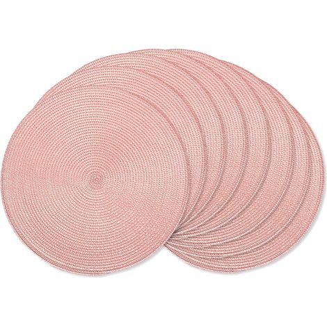 Lot de 8 sets de table ronds tressés pour tables de salle à manger, naturellement, résistants à la chaleur, 38,1 cm (rose)'Rose 8 8'Rose 8'8 (1/5)