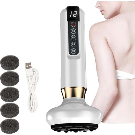 Appareil de massage anti-cellulite à ventouses, 12 niveaux réglables, portable, pour le ventre et les cuisses, blanc.-AquaForge