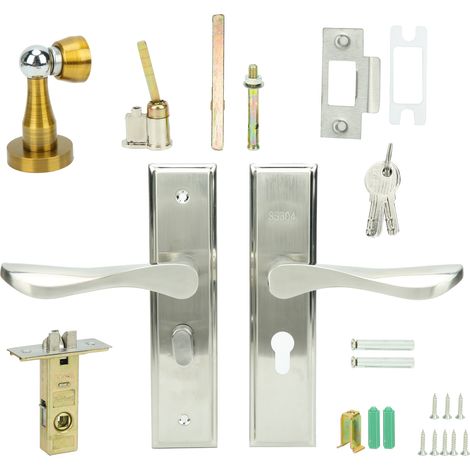 Poignée De Porte Intérieure En Acier Inoxydable - Pour Portes 3.5cm À 5cm - Serrure À Clé Unique - Unité Simple (1/5)