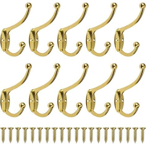 Rétro Crochet Patère Porte Manteau Mural Vintage Crochet de Porte Métal pour Salle de Bain Cuisine Chambre Entrée 10 Pièces Or (1/4)