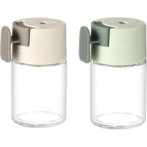 Set di 2 barattoli per spezie, spezie premiscelate, saliera e pepiera, accessorio da cucina, dosaggio di 0,5 g per pressione, capacità 100 ml, vetro e K (1/5)