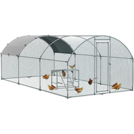 PawHut Walk In Chicken Run with Chicken Activity Shelf and Cover, 2.8 x 5.7 x 2m (1/5)