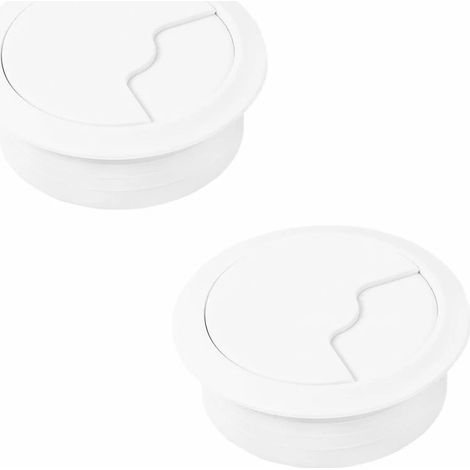 Passe-câbles en PVC blanc pour bureau, diamètre de perçage 80 mm, diamètre du passe-câble 94 mm, 2 pièces - Compatible avec les câbles USB, d'alimentation et d'affichage (1/4)