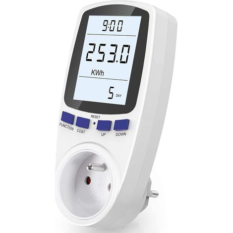 VURAHOME - Prise de compteur d'électricité, AC 185V 264V compteur de consommation d'électricité compteur d'électricité, prise de moniteur de consommation d'électricité avec écran LCD 1 pièce (1/5)