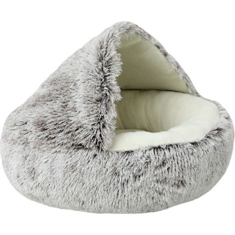 CAMA DE FELPA SUAVE PARA GATOS Y PERROS EN FORMA DE CUEVA 60CM ANTIDESLIZANTE Y LAVABLE PARA MASCOTAS PEQUENAS Y MEDIANAS CAMA PARA MASCOTAS ECHA DE BONITO PELO SINTETICO TUS PEQUENOS AMIGOS (1/5)