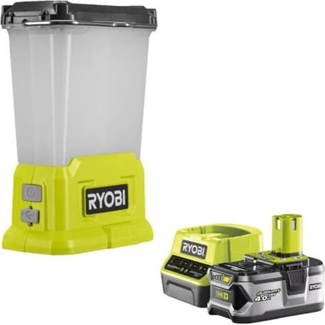 Pack RYOBI Lanterne LED 18V One+ 850 Lumens RLL18-0 - 1 Batterie 4.0Ah - 1 Chargeur rapide RC18120-140 (1/5)
