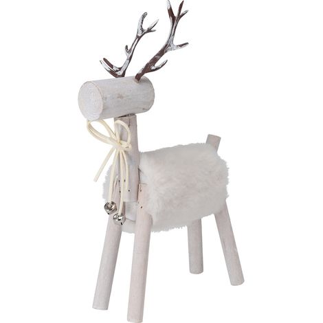 Renna decorativa in legno colore bianco per decorazione natalizia -In Piedi (1/5)