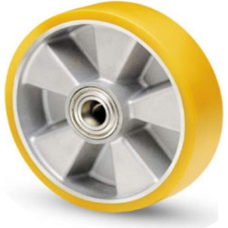 Ruota per transpallet di ricambio con rivestimento in poliuretano avolan e supporto in alluminio 200 x 50 mm -Foro 25 mm (1/5)