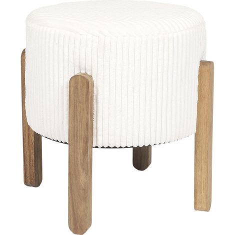 Tabouret Côtelé Rond "Scott" 35cm Beige (1/5)