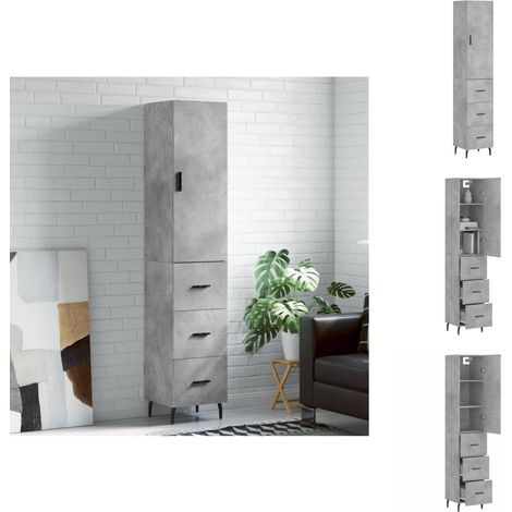 Sideboards - Living Highboard Betongrau 34,5x34x180 cm Holzwerkstoff (1/5)