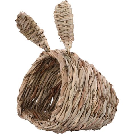 Lit en paille naturelle tressée à la main, adapté aux animaux de compagnie — Nid de couchage semi-circulaire (21 cm x 20 cm x 17 cm) (1/5)
