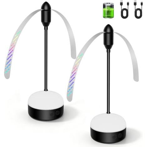 Lot de 2 Ventilateurs Anti-Moustiques et Mouches, Rechargeables avec LED, pour Intérieur et Extérieur, Idéal Pique-nique, Camping, Jardin, Terrasse (1/5)