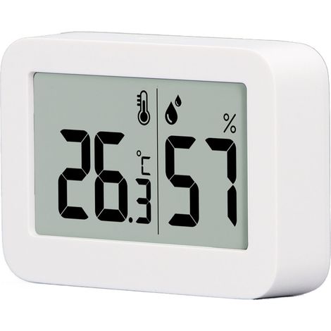 Thermomètre hygromètre mini avec écran LCD, horloge et date, affichage AM/PM, commutation ℉/℃, surveillance en temps réel de la température et de l'humidité (1/5)
