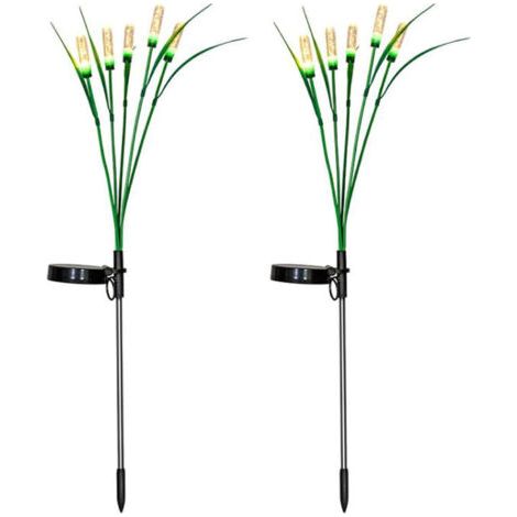 Lampes solaires pour l'extérieur, décoration de jardin, 2 Pièces lampes solaires de jardin roseaux, lampes solaires étanche pour lumière chaude pour (1/5)