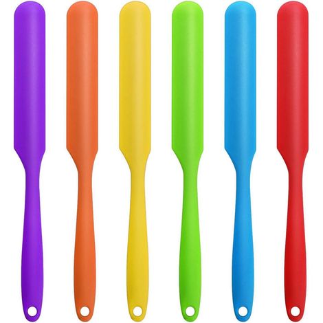 6er Set Silikonspatel mit langem Griff, schmal, hitzebeständig, lebensmittelecht