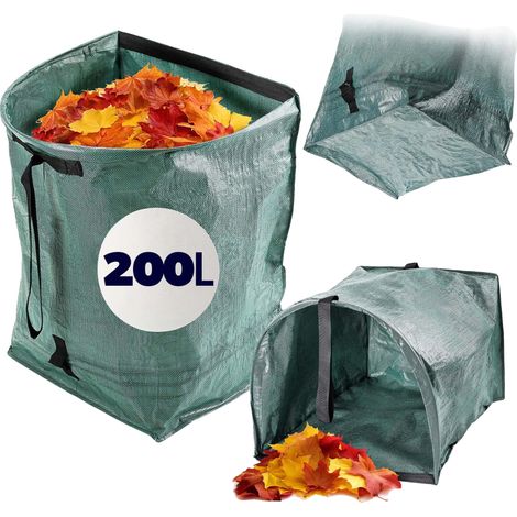 Gartenabfallbeutel, 200 Liter Kapazität, langlebiges Polypropylen, zusammenklappbares Design, verstärkte Struktur, praktische Griffe (1/5)