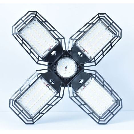 Weiße LED-Garagenleuchte mit 4 flexiblen Paneelen, Garagendeckenleuchte für Keller, E27 für Garage, Lagerhalle, Werkstatt, Keller (1/5)