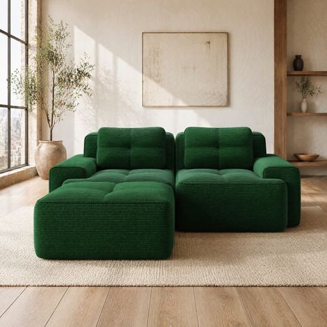 Divano modulare in corduroy verde per soggiorno OKMYHOME (1/5)