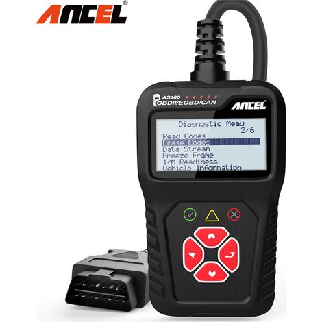 Lecteur code défaut moteur ANCEL AS100 OBD2 EOBD CAN 12V, outil diagnostic automobile compact lecture effacement DTC flux de données temps réel test I/M Readiness contrôle technique véhicule essence d (1/5)
