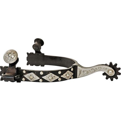 Speroni Western in ferro brunito stretto con disegno rombi e strass