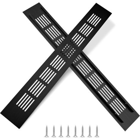 Grille de ventilation, grille de ventilation en aluminium pour aérer les placards et les pièces, 35x5cm, noir, 2 pièces (1/5)