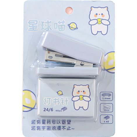 Agrafeuse multifonctionnelle portable, mignonne et fonctionnelle, au design adorable, idéale pour le bureau, l'école et la maison (bleue). (1/5)