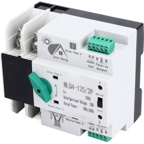 Automatischer Umschalter mit zwei Stromquellen, schneller Umschaltung, 230 V AC, 100 A, für Haus und Fabrik (1/5)