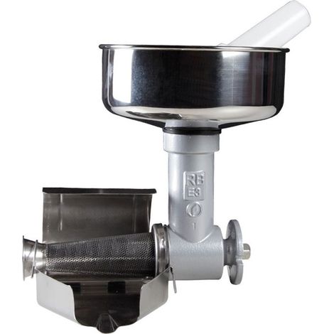 Epépineuse presse tomate n°3 sans moteur – Corps en fonte traité – Compatible hachoir n°5 400W – Entonnoir et filtre inox inclus – Reber