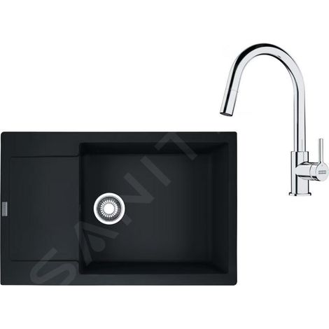 Franke - Set de cuisine G260MČ, évier en fragranit MRG 611-78 BB + robinet FS 3229.031, noir mat/ chrome 114.0700.723 (1/4)