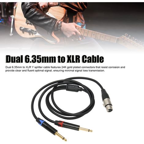 Câble Y Double Mâle 6,35mm vers Femelle XLR, Connecteurs Dorés 24K, Adaptateur Séparateur 1/4 de Pouce vers XLR, 1m / 3,3 Pieds (1/5)