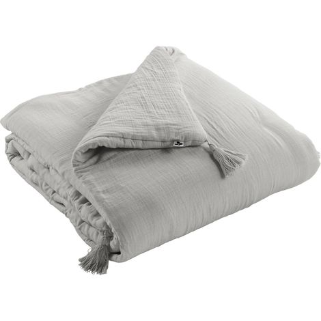 Bout de lit gaze de coton 90 x 200 cm Gris clair