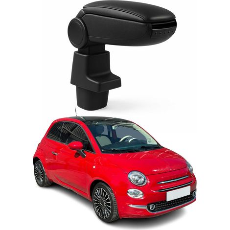 OMAC Accoudoir pour Fiat 500 500C 2016-2021 Facelift - Snap-On - ABS + Simili Cuir - Aucune Perçage ou Installation - Installation Facile Noir (1/5)