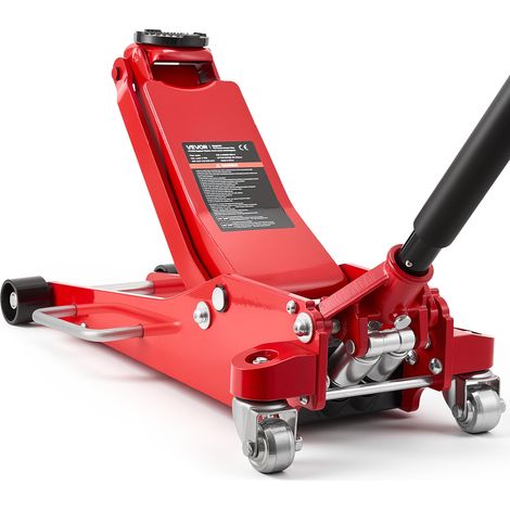 VEVOR Gato de Perfil Bajo Capacidad de 3 t, Gato Hidráulico con Bomba de Elevación Rápida de Pistón Doble, Rango de Elevación 85-515 mm, para Autos Deportivos, SUV, Camionetas, Vehículos, Rojo (1/5)