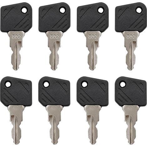 Clé de démarrage 802 pour chariot élévateur (8 pièces) - Jeu de clés de contact 802 pour chariot élévateur - Remplacement pour démarreur d'engins de chantier (modèles E16, L12 et séries industrielles) (1/5)