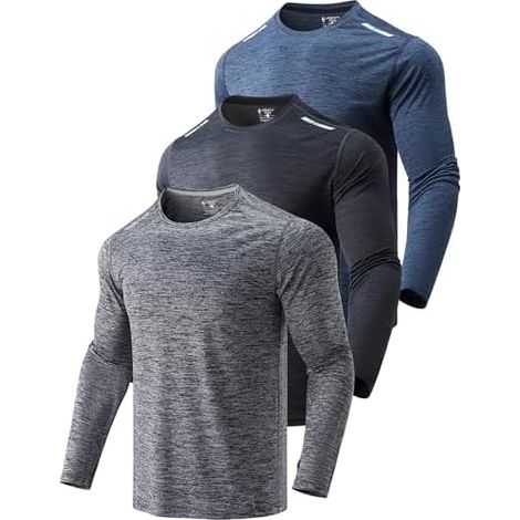T Shirt Manches Longues - Polyester Élasthanne - Séchage Rapide - Trousseaux Pour Randonnée Sportive - 3 Pièces (1/3)