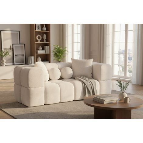 Sofa Designersofa VEGA 3-Sitzer in Stoff Egon Beige (1/4)