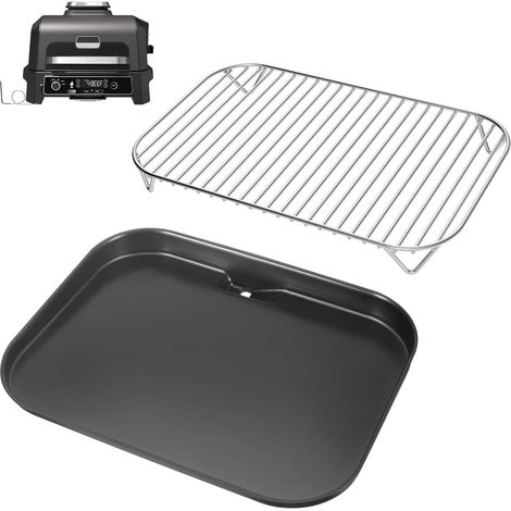 XSKGRDPLTEU, CB350EU Plaque de cuisson plate et grille pour Ninja Woodfire OG701EU, en acier inoxydable, accessoire barbecue électrique Wood Fire -