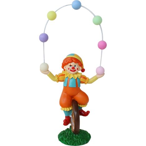Bunte Jongleur-Clown-Skulptur aus Kunstharz mit rutschfestem Sockel – Dekoration für Büro oder Regal