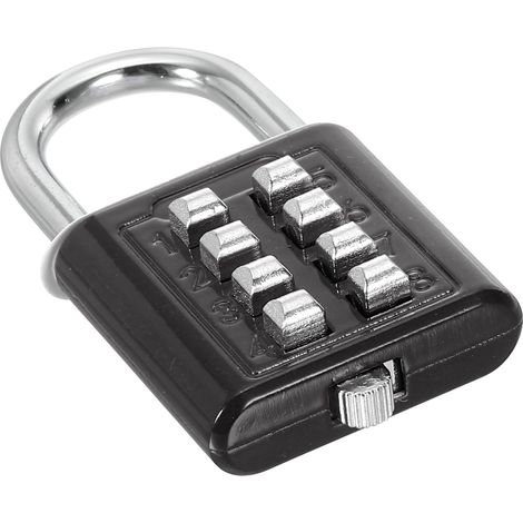 Cadenas à Combinaison à 8 Chiffres, Mécanisme de Verrouillage à 4 Positions, Cadenas Numérique de Sécurité à Bouton-Poussoir pour Casier, Noir (1/5)