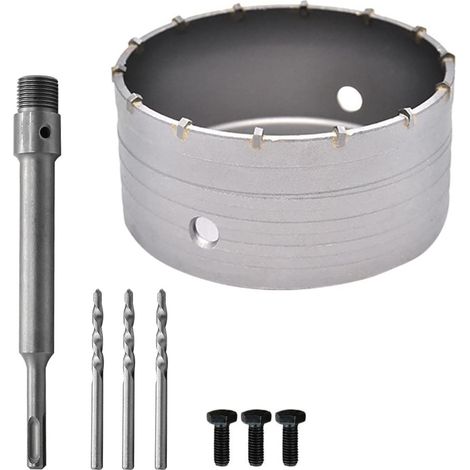 Scie Cloche à Béton avec Tige SDS Plus , Scies Cloches Carotteuse Trépan Beton , 3 Foret de Centrage 110 mm , Scie Cloche Beton (1/5)