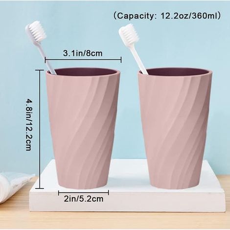 Lot de 2 tasses incassables pour brosse à dents, souples et résistantes, rose. (1/5)