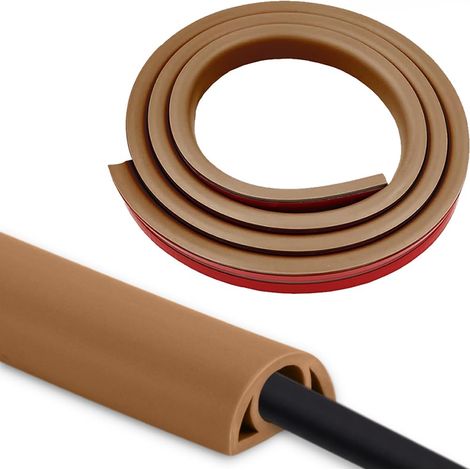 Goulotte Passe câble Sol PVC Flexible autocollante 2m 25 mm x 13 mm, Marron (1/5)